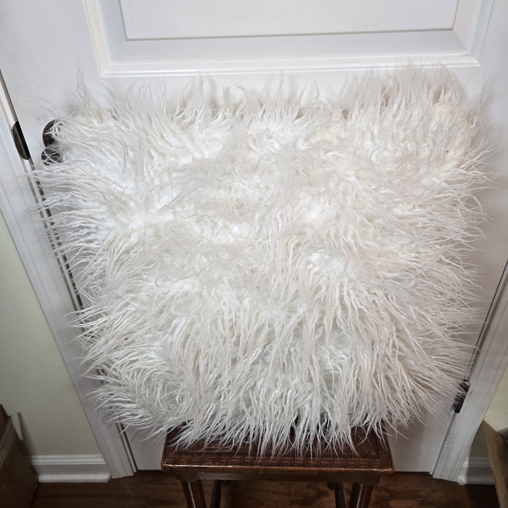 Fluffy White Throw Pillow
